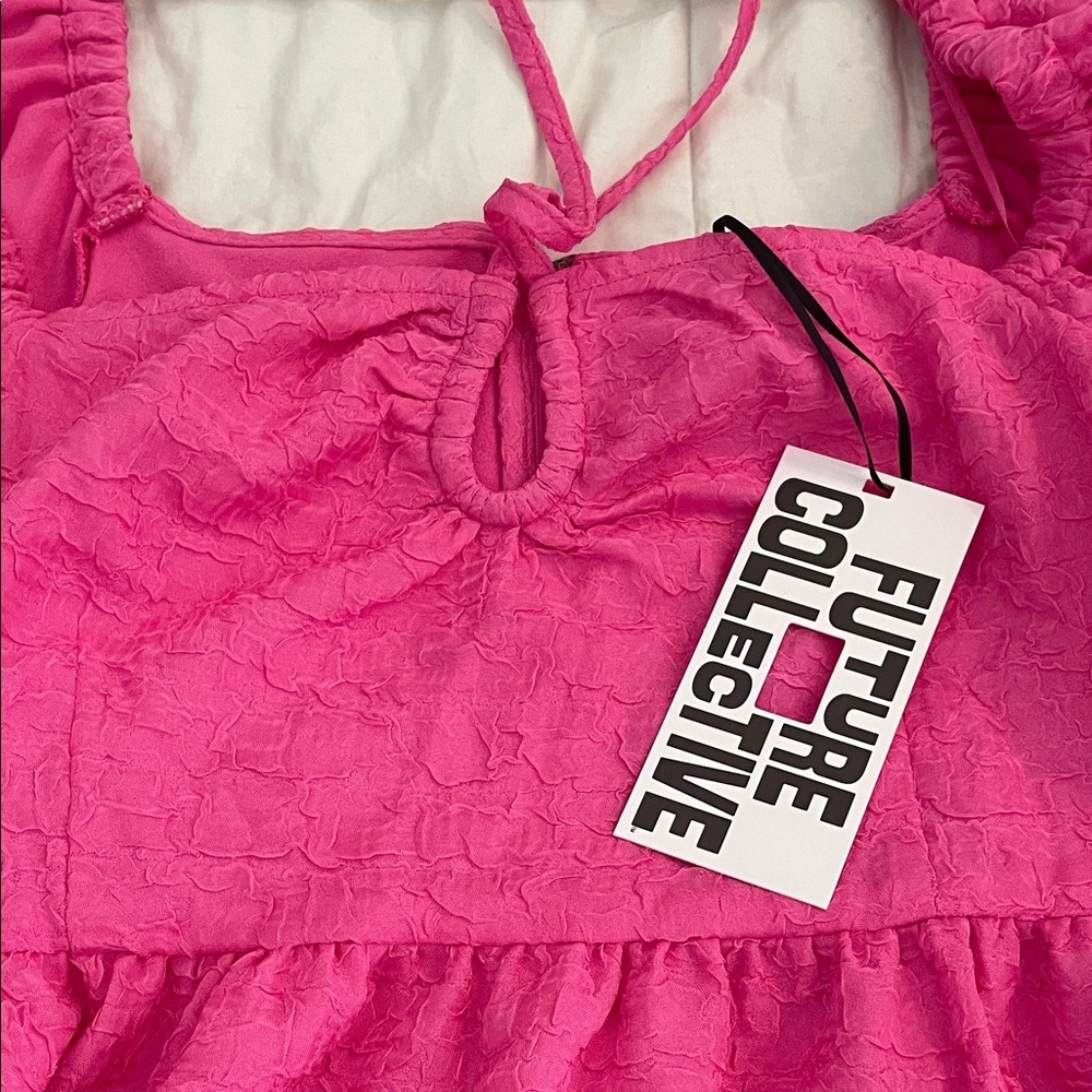 Future Collective Fuchsia Puff Sleeve Blouse - Picture 6 of 9